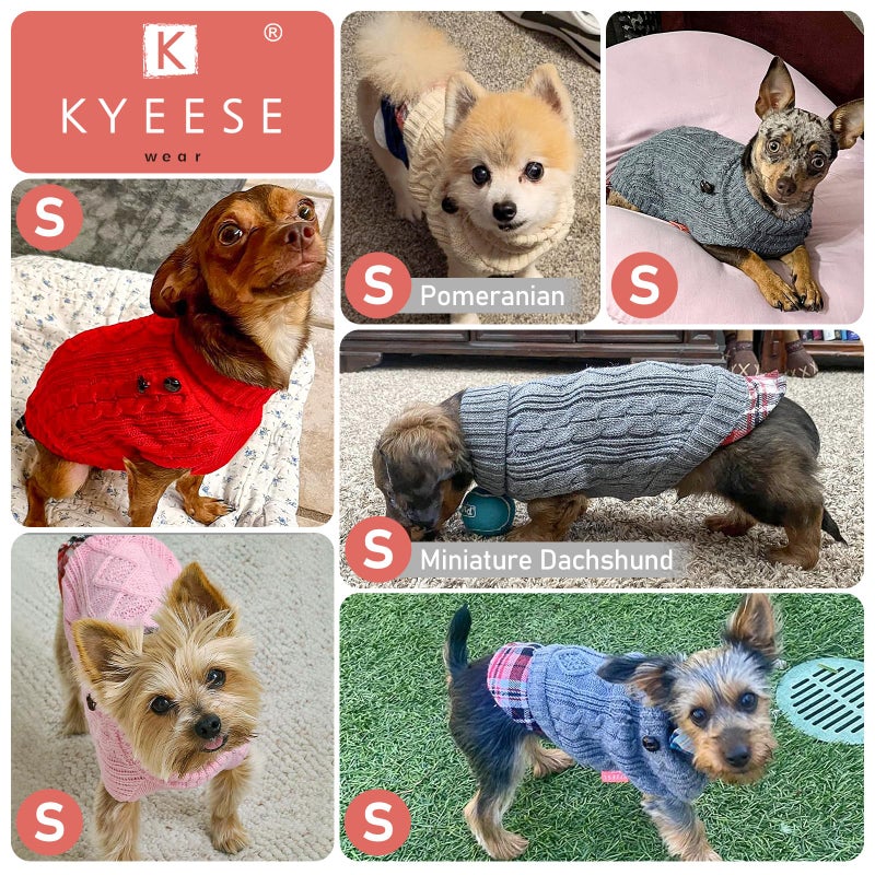 KYEESE Dog Sweater Soft Pullover Dog Sweaters for Small Dogs Girl Warm Turtleneck Small Dogs Sweater with Gingham Patchwork Stretchy Knitwear Cat Clothes Thick Pet Coat for Fall Winter Cold Weather - Image 5